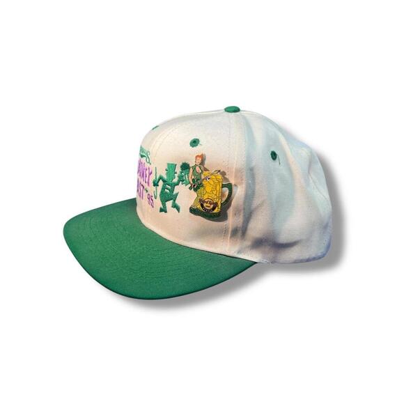 90s Vintage 1995 Bennigan’s Blarney Blast Snapback Hat w/ Hard Rock Cafe Pin - Picture 3 of 8